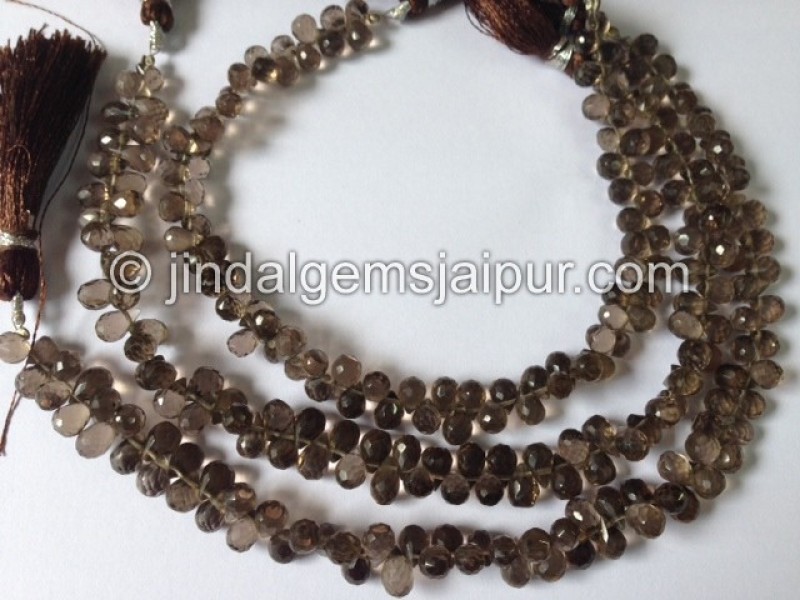 Smokey Faceted Drops Shape Beads